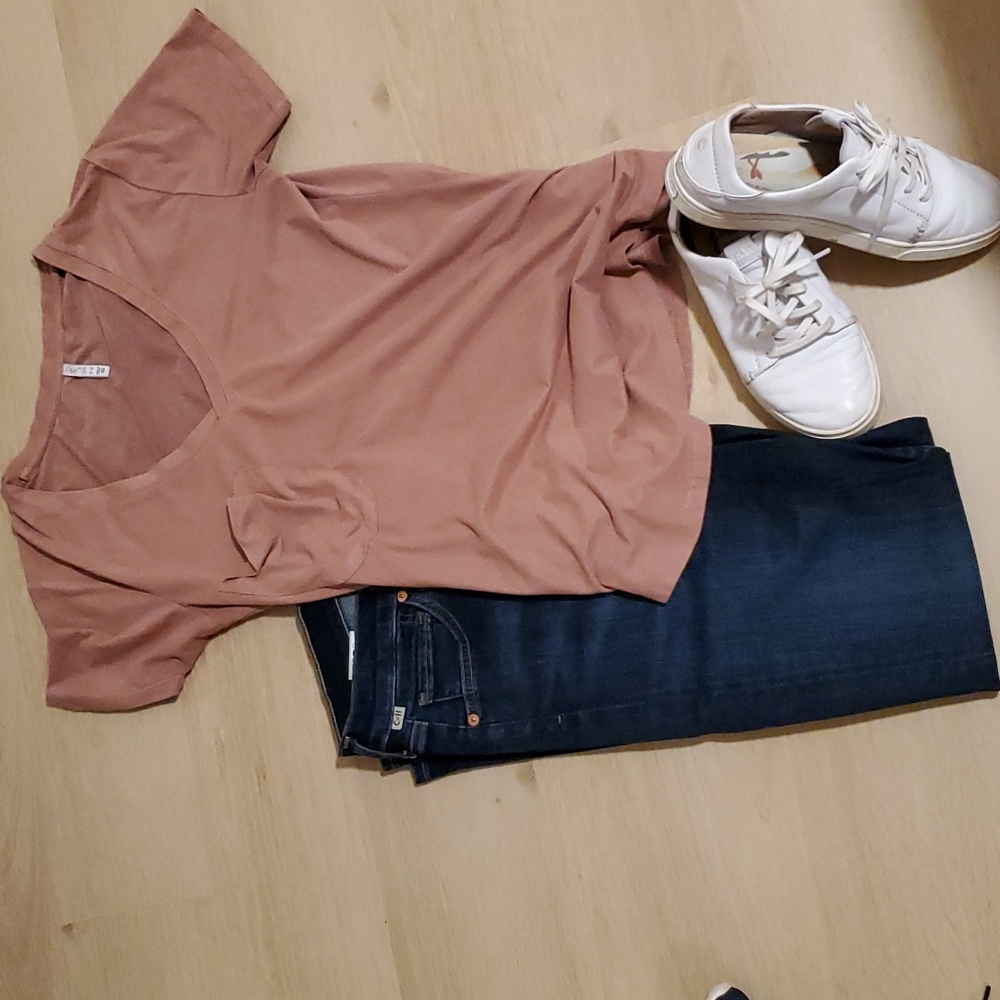 Z Supply Faux Suede Pocket Tee in Blossom Rose